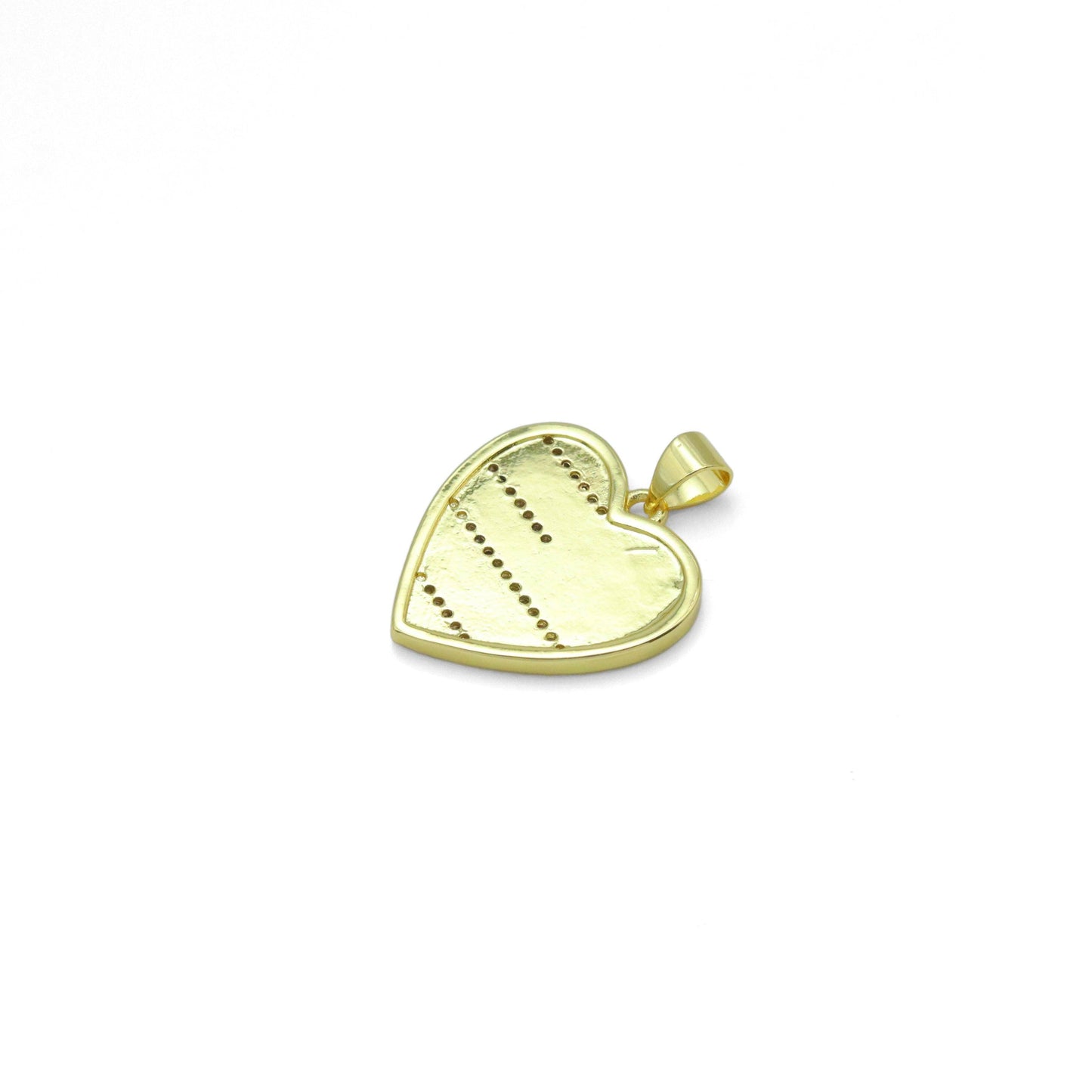 American Flag Color Enamel Gold Heart Pendant, Sku#LK973
