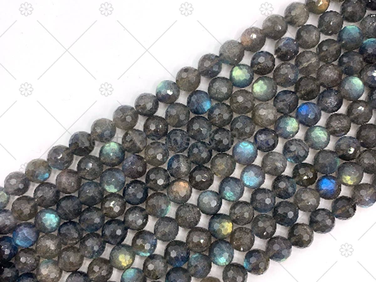 Top Quality Genuine Labradorite Round Faceted Beads, 8mm/10mm Natural Labradorite Beads, 15.5'' Full Strand, Sku#U1248