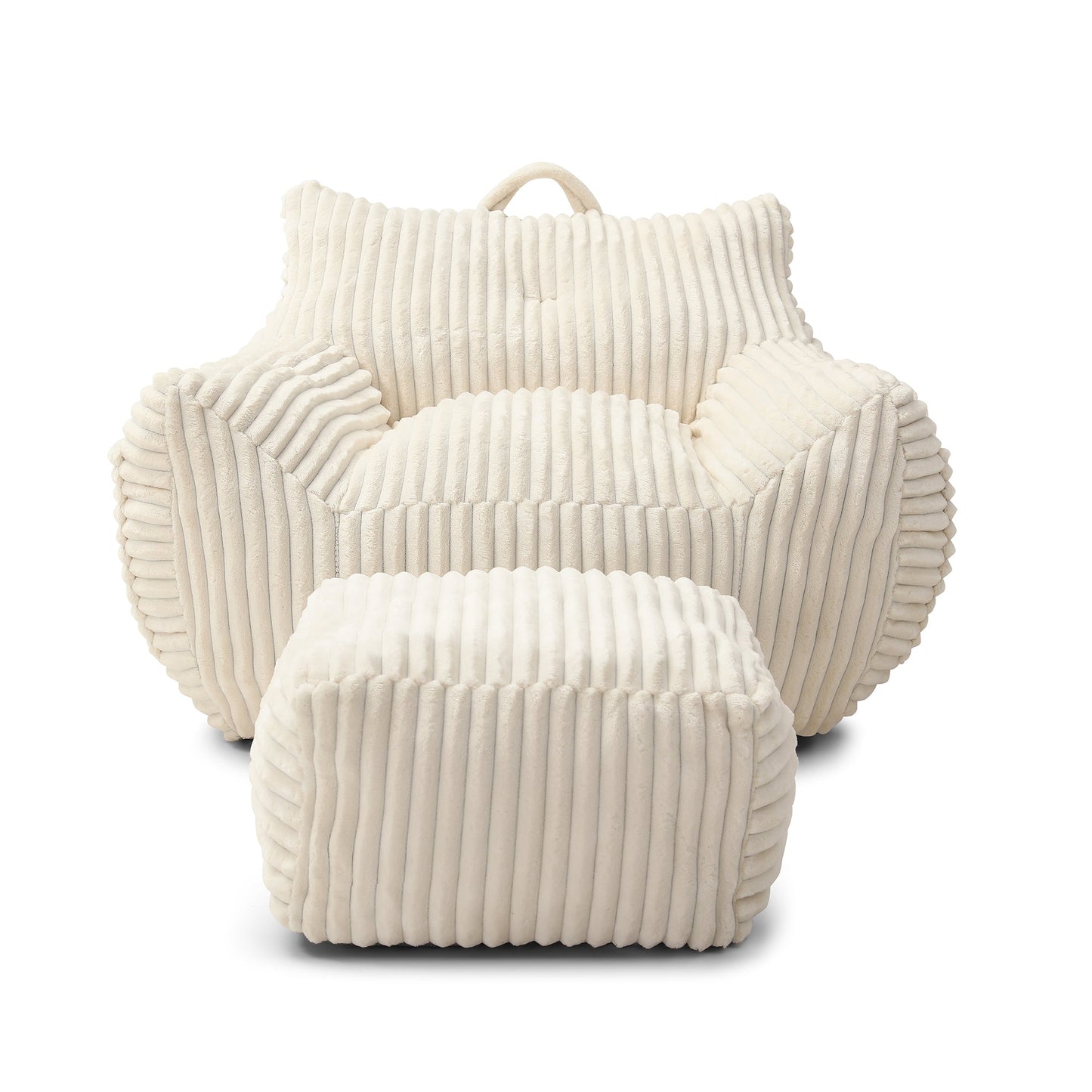 Giant Plush Bean Bag Chair for Adults with Armrests and Footstool