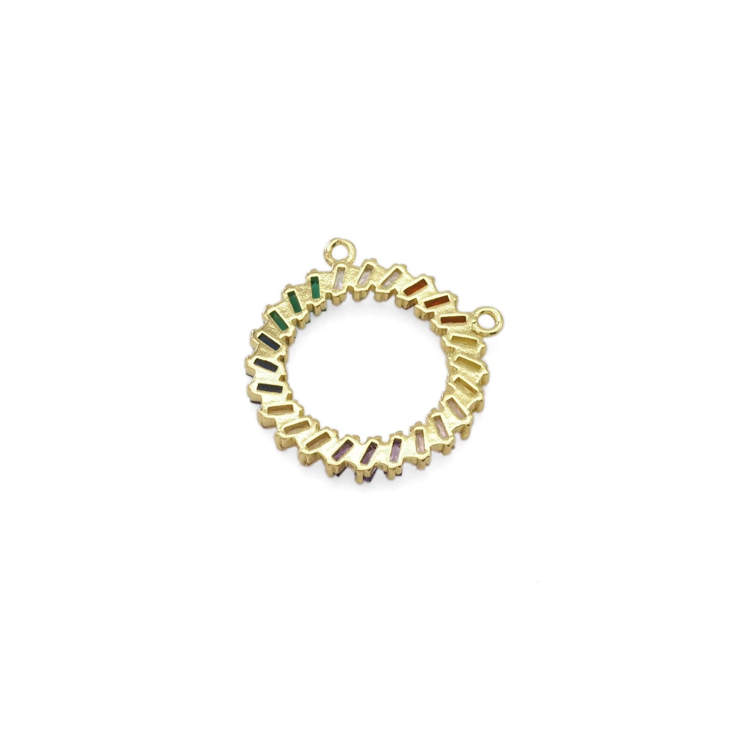 Colorful Baguette CZ Round Ring Charm, Sku#LX308