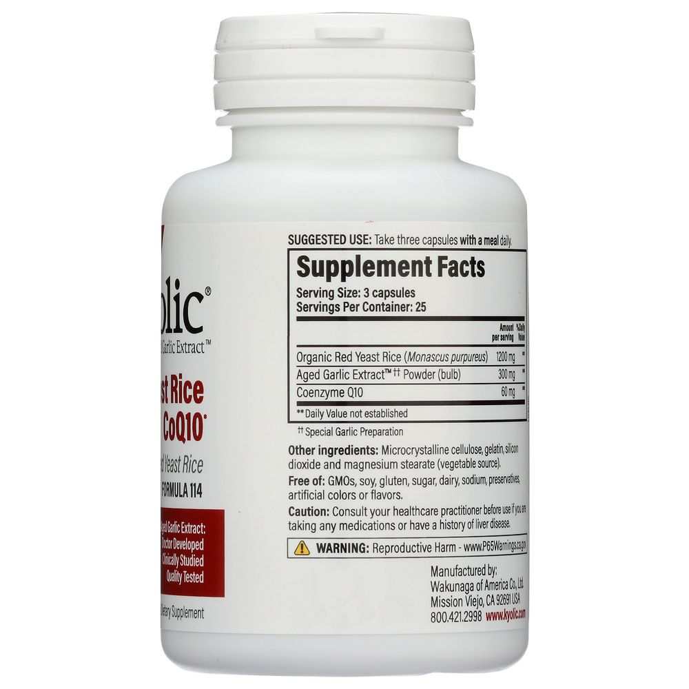 KYOLIC: Aged Garlic Extract Red Yeast Rice Plus CoQ10, 75 capsules