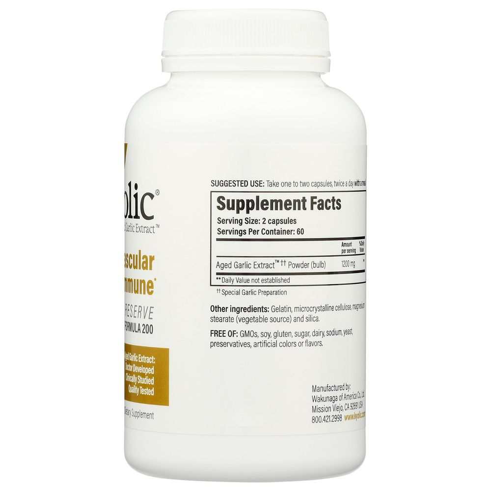 KYOLIC: Aged Garlic Extract Cardiovascular Reserve, 120 Capsules