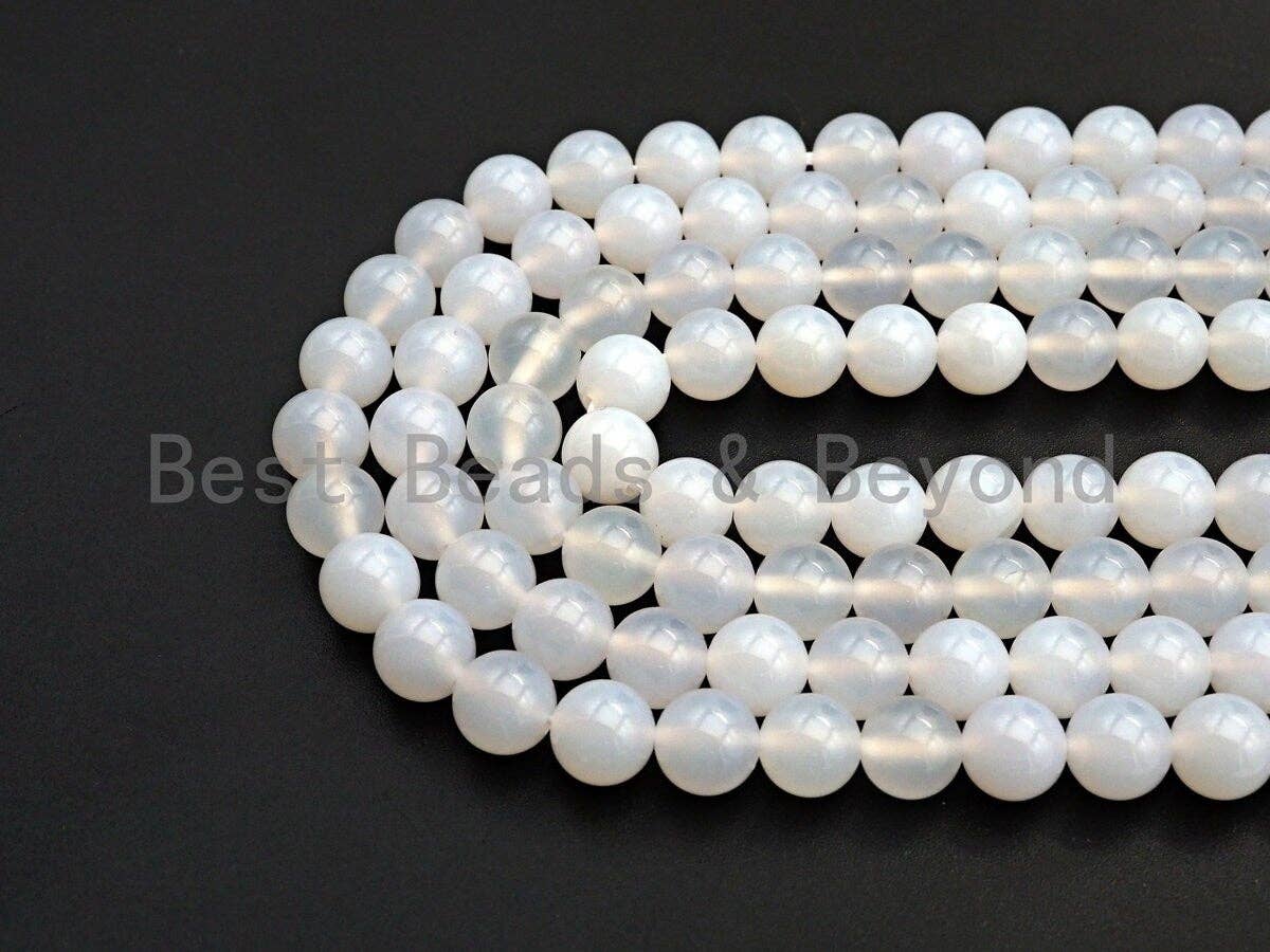 Quality Natural Milky White Agate Beads, UA82