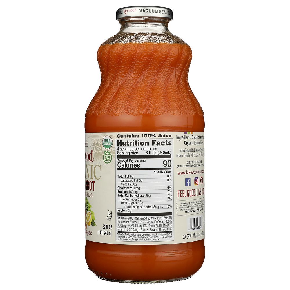 LAKEWOOD ORGANIC: Pure Carrot Juice, 32 oz