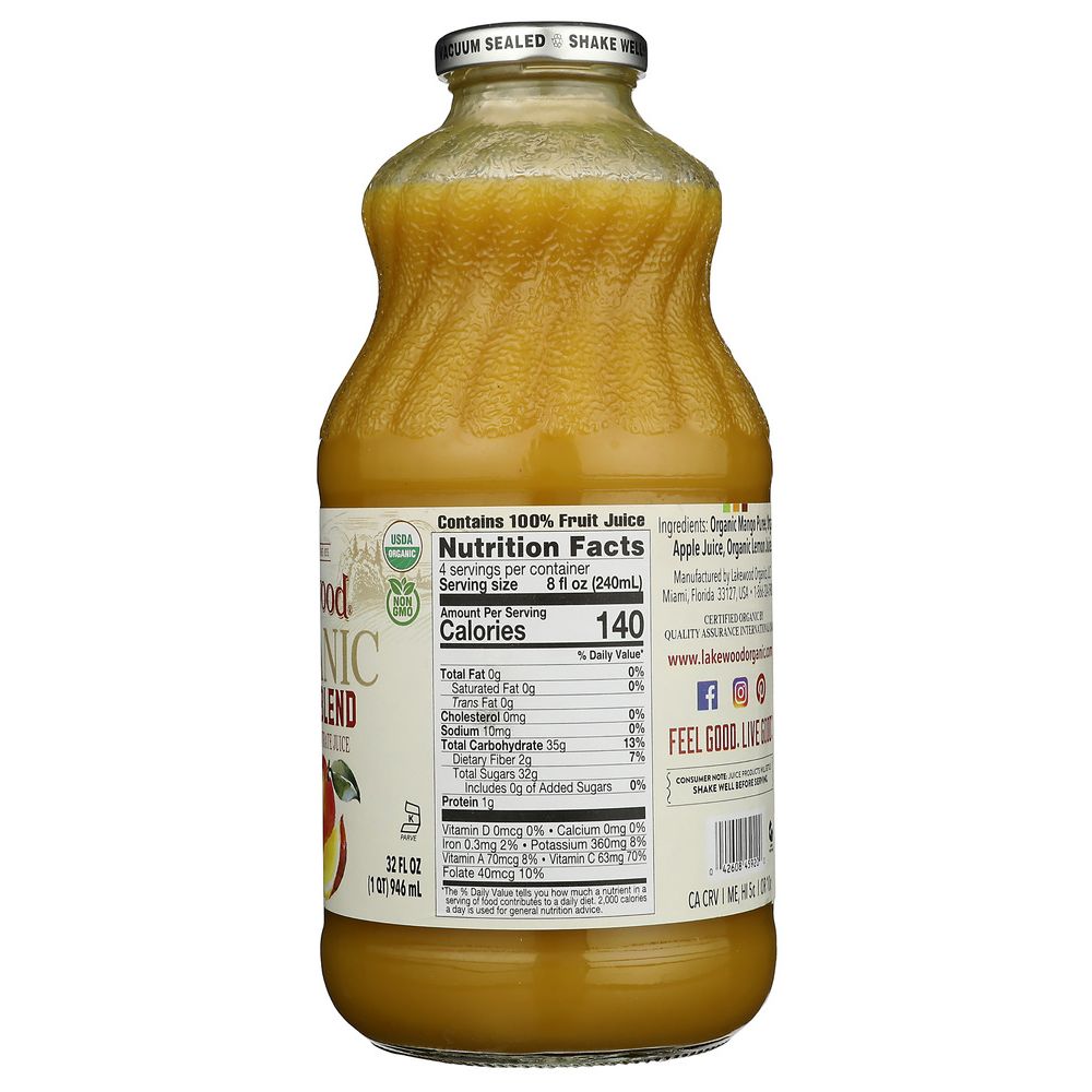 LAKEWOOD ORGANIC: Mango 100% Juice Blend, 32 oz