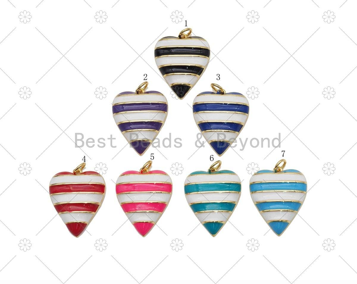 Enamel Heart Shape Pendant, Sku#F1448