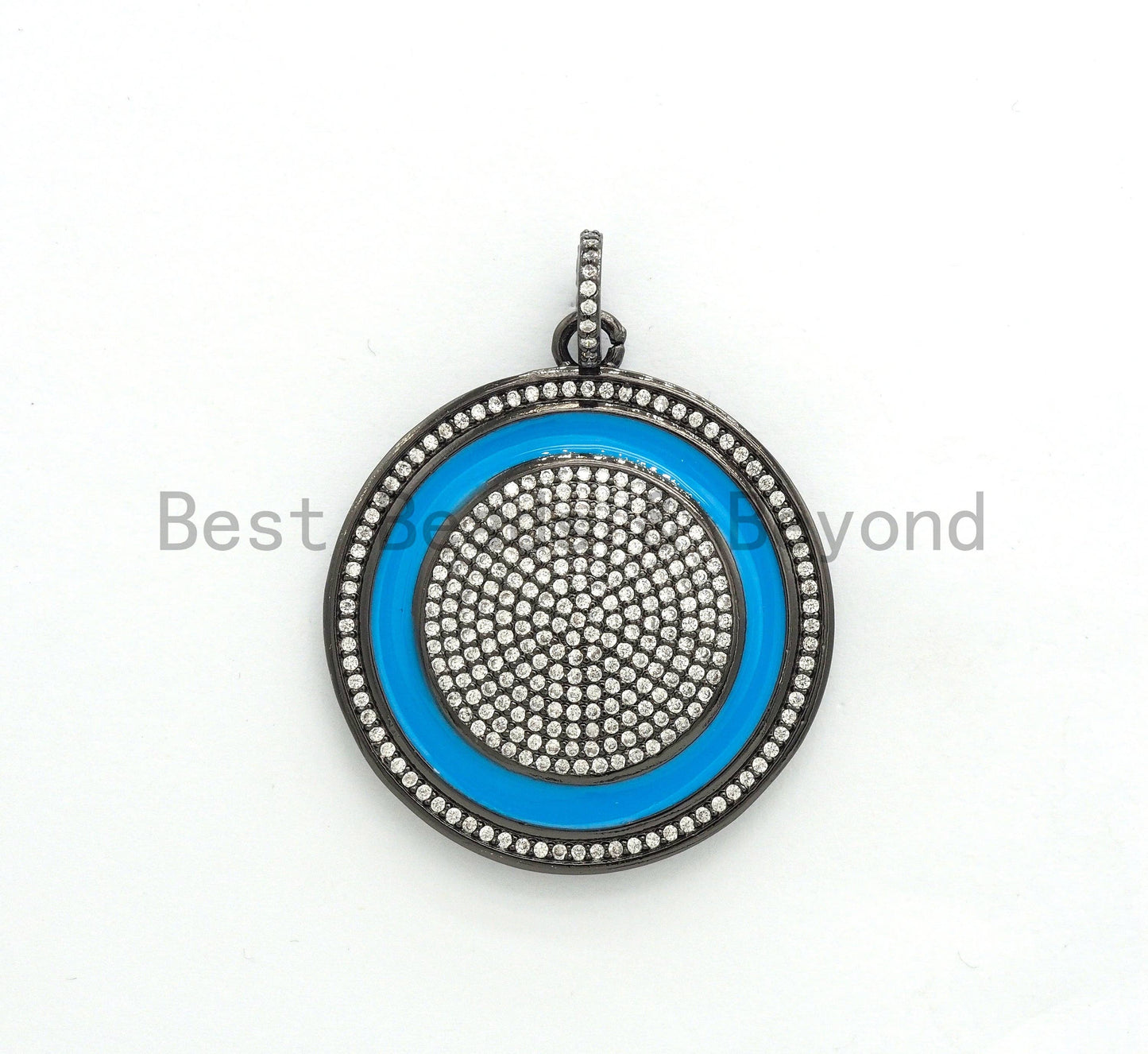 35mm LARGE Enamel Colorful Round CZ Pave Focal Pendant,CZ Micro Pave Oil Drop Round pendant,Enamel pendant,Enamel Jewelry,sku#F596