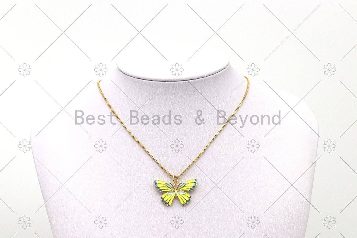 Enamel Colorful Butterfly Shape Pendant, 18K Gold Filled Butterfly Charm, Necklace Bracelet Charm Pendant,Sku#L637