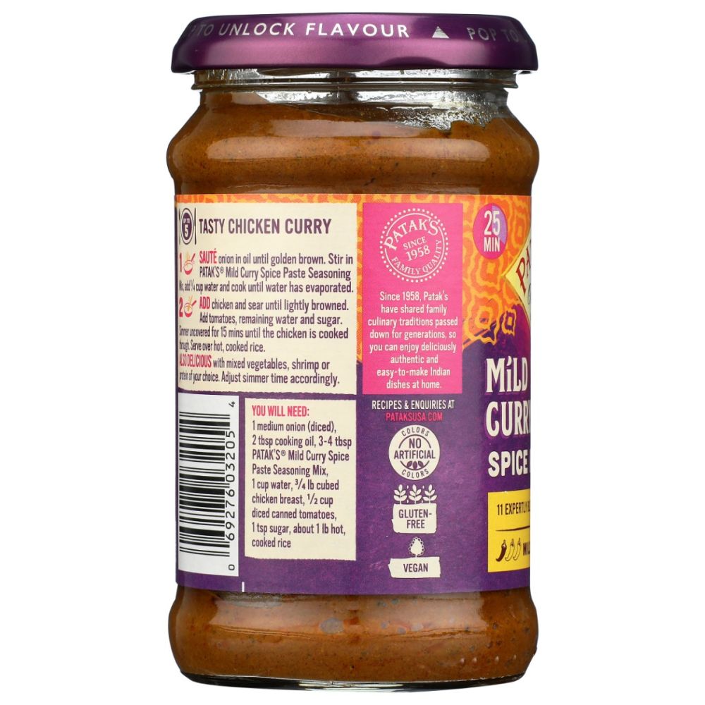 PATAKS: Paste Curry Mild, 10 oz