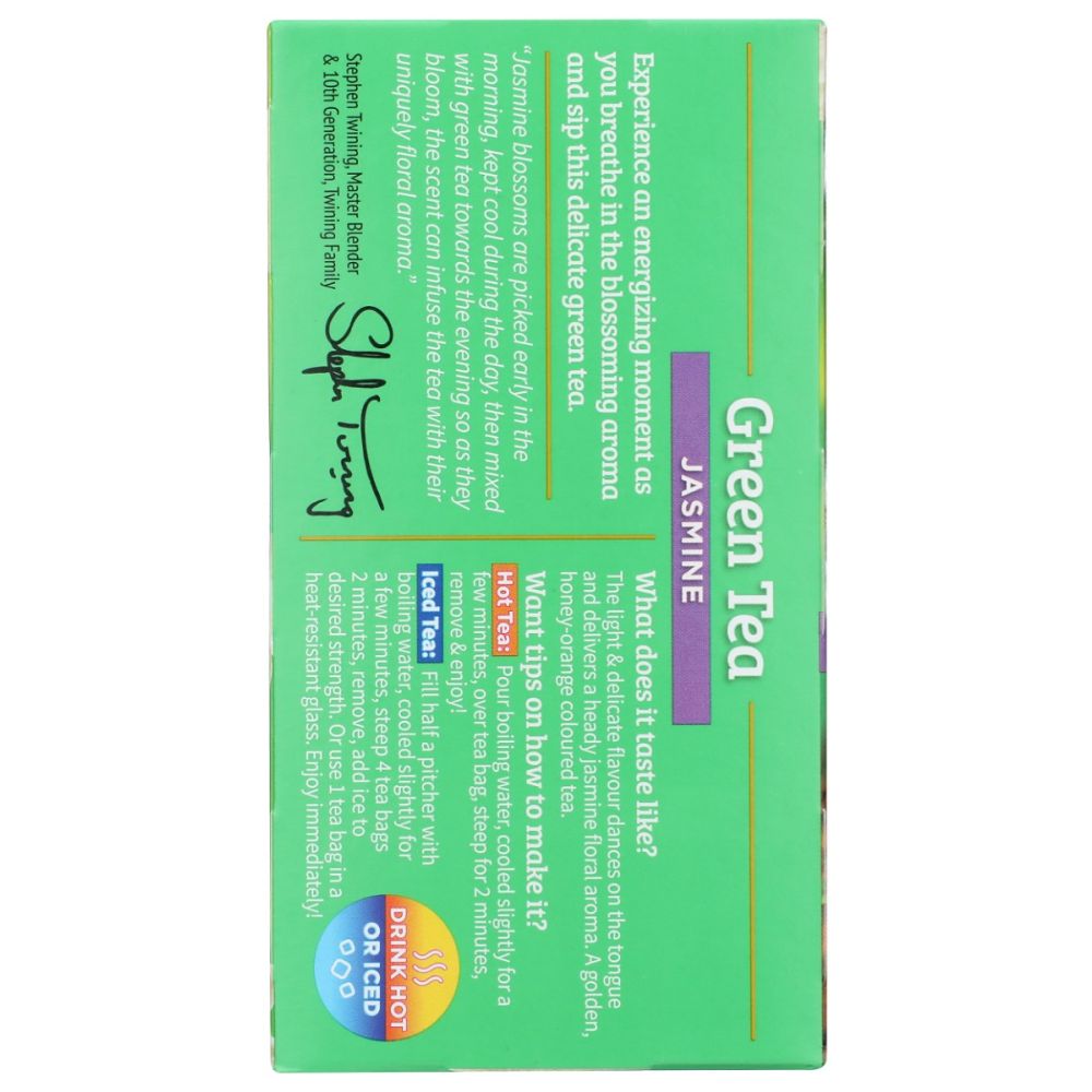 TWININGS OF LONDON: Green Tea Jasmine, 20 Tea Bags, 1.41 Oz