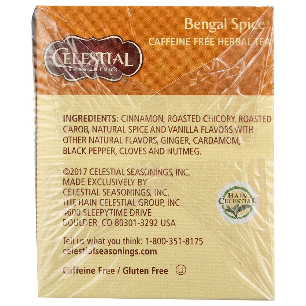 CELESTIAL SEASONINGS: Bengal Spice Caffeine Free Herbal Tea 20 Tea Bags, 1.7 oz