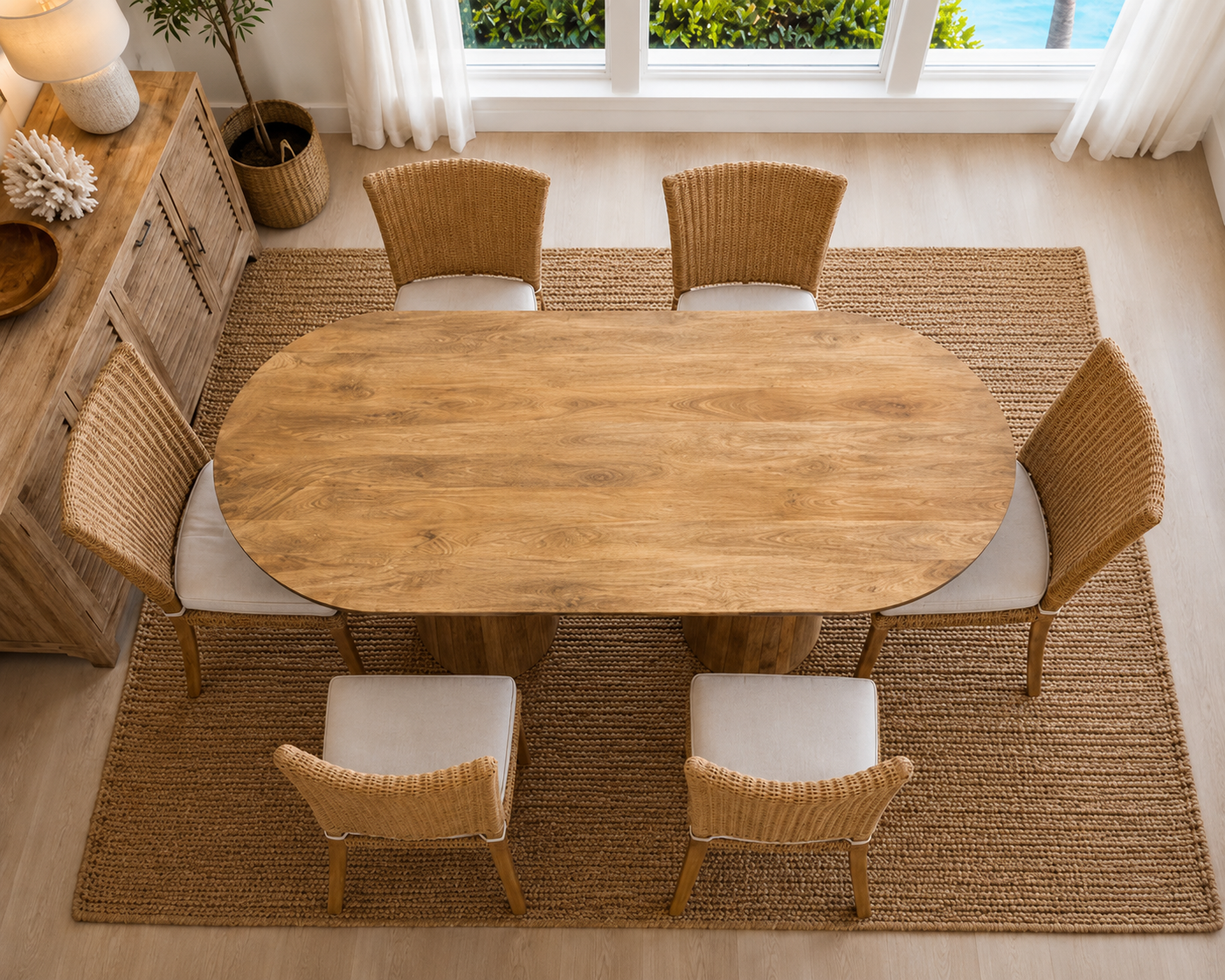 Mango Wood Dining Table (oval) - 71 x 35 x 30 in