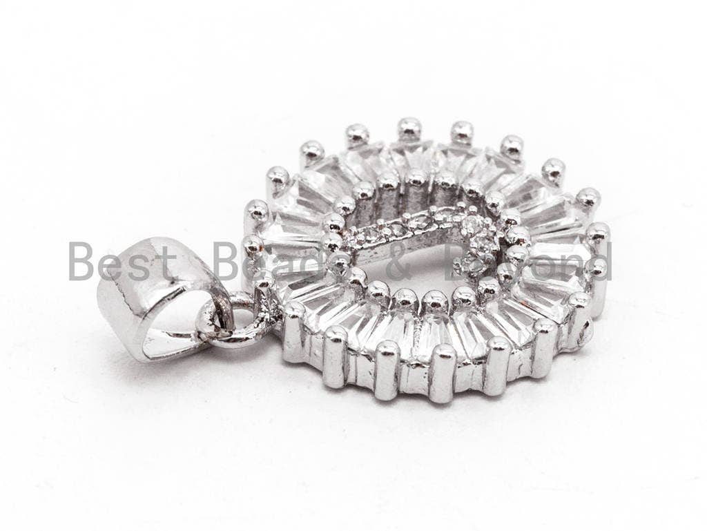 CZ Micro Pave Initial Letter J Charm/Pendent Beads,Cubic Zirconia Pave Alphabet Beads Pendent, Gold/Silver Finish,16x18mm,sku#Z229