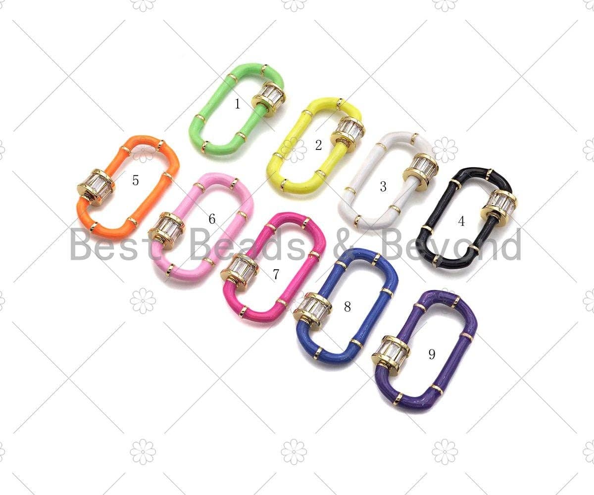 New Gold Filled Colorful Enamel Buckle Clasp, Enamel Oval Shape Screw Clasp, 18K Gold Filled Clasp Lock, Screw Clasp,17x30mm,Sku#H326