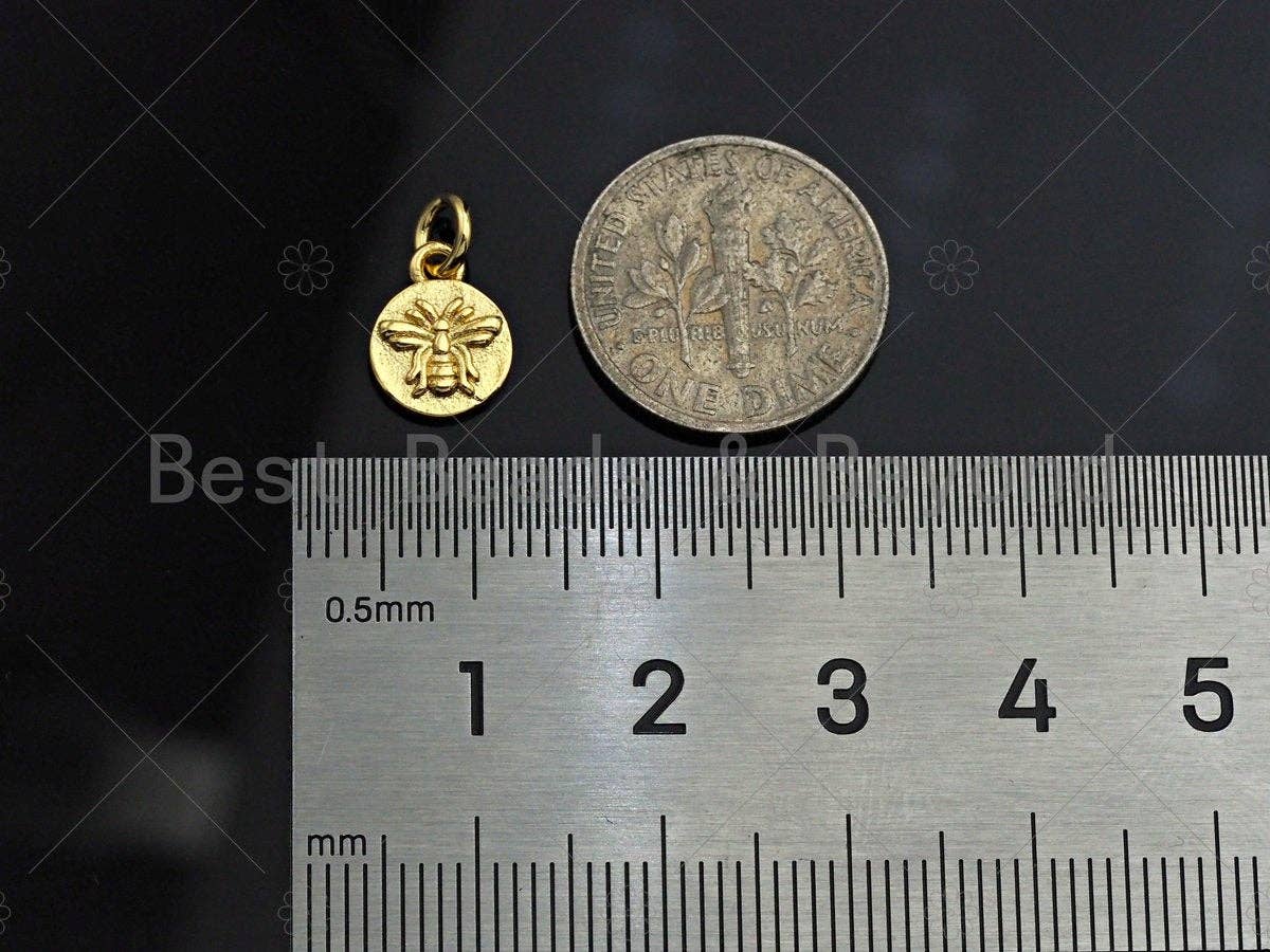 Gold Embossment Insect On Round Coin Charms, Dainty Charms,SKU#Z1162