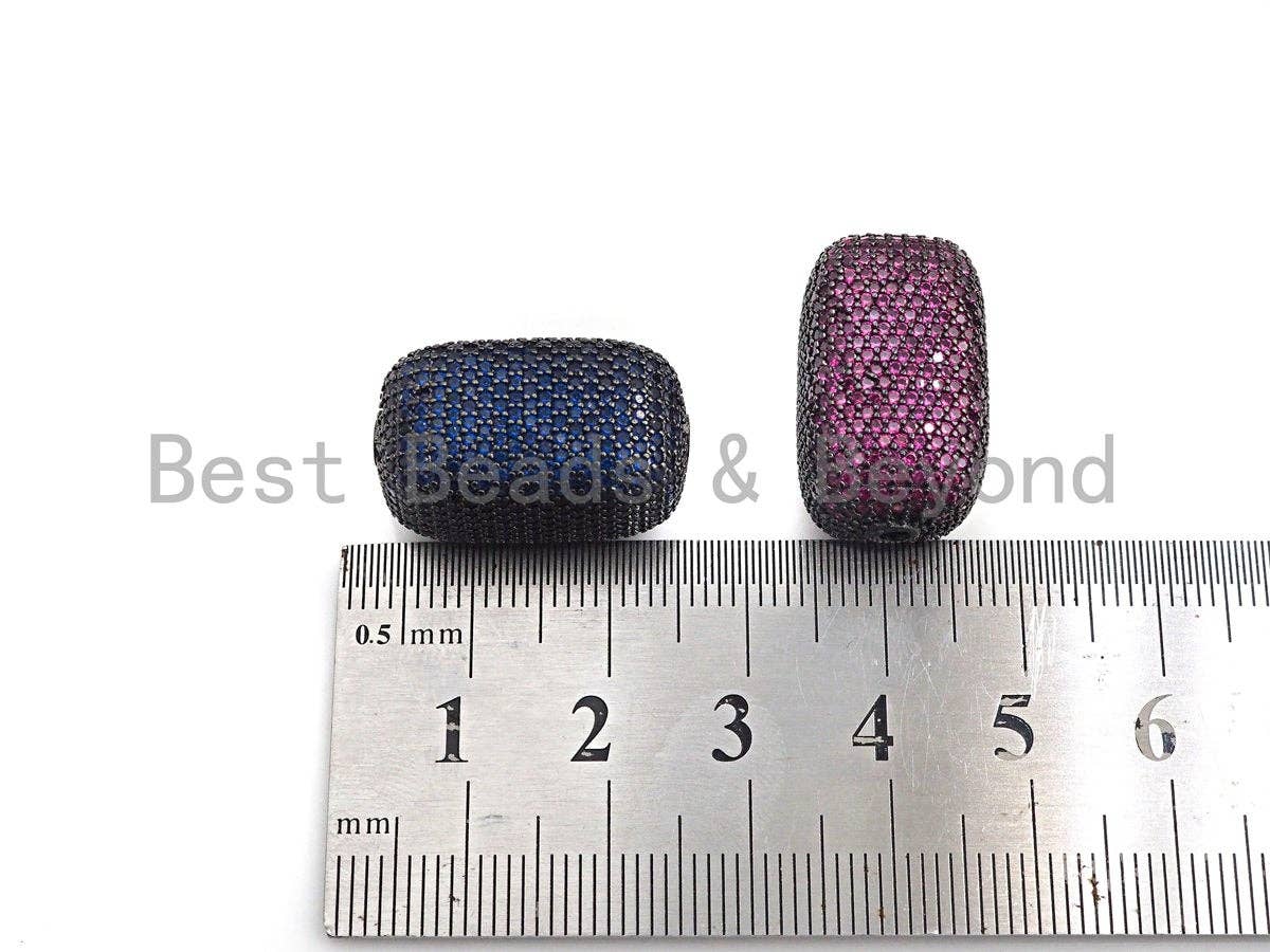 Large Colorful CZ Micro Pave Block Rectangle Beads, Sku#X146