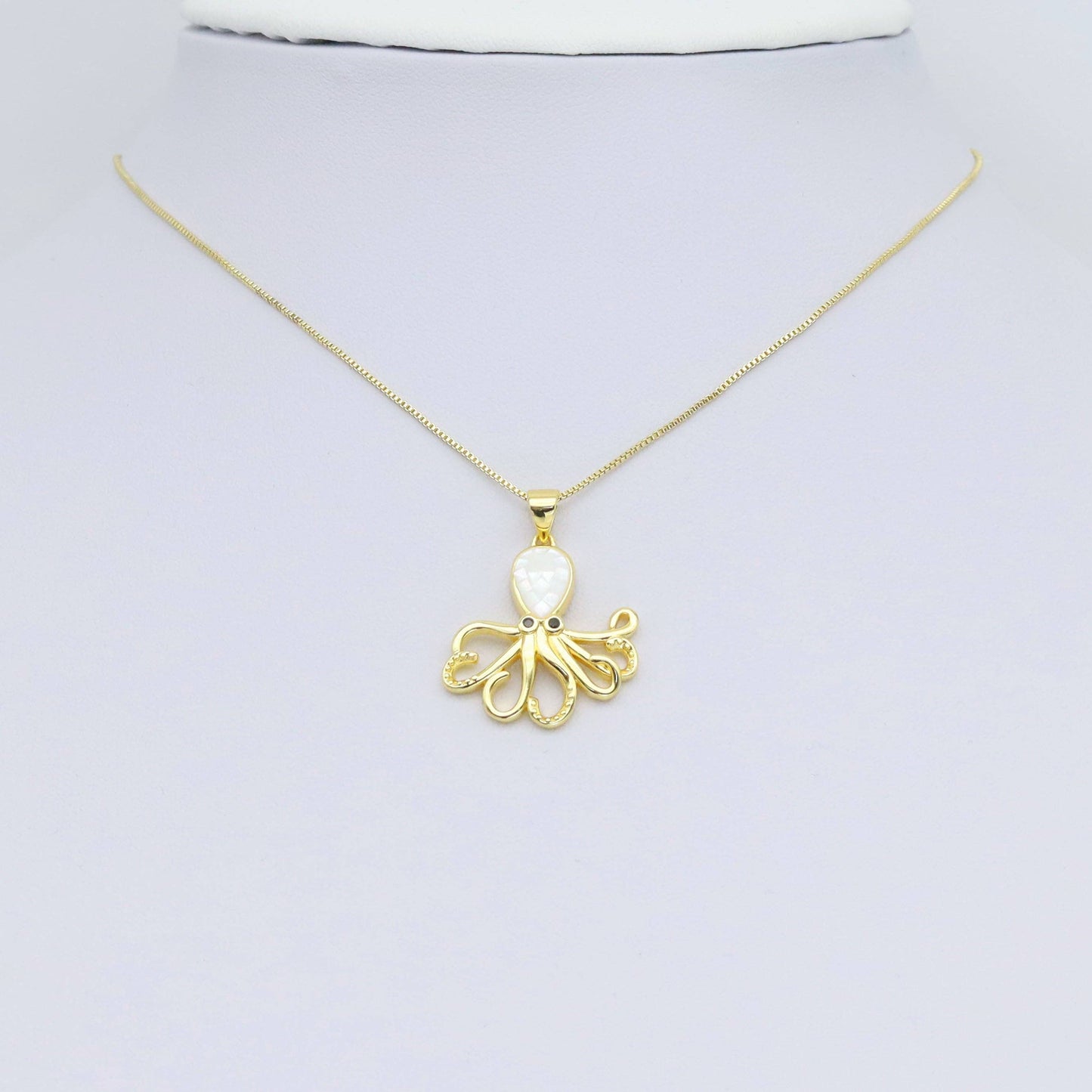 White Blue Mother of Pearl Octopus Charm Pendant, Sku#WL7