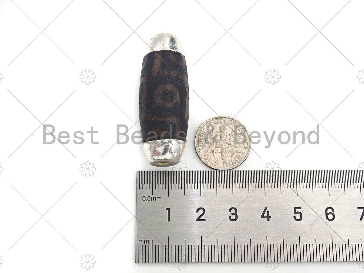 Tibetan Agate Barrel Shape Spacer Beads, 14x41mm, Sku#U961