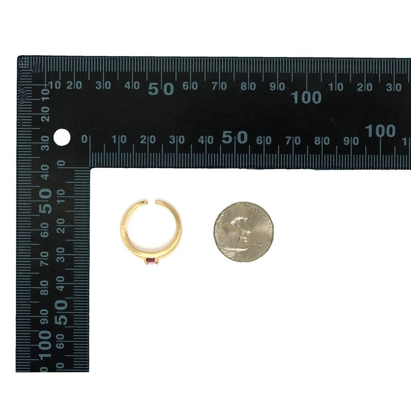 Gold Fuchsia Rectangle CZ Adjustable Ring, Sku#LK797