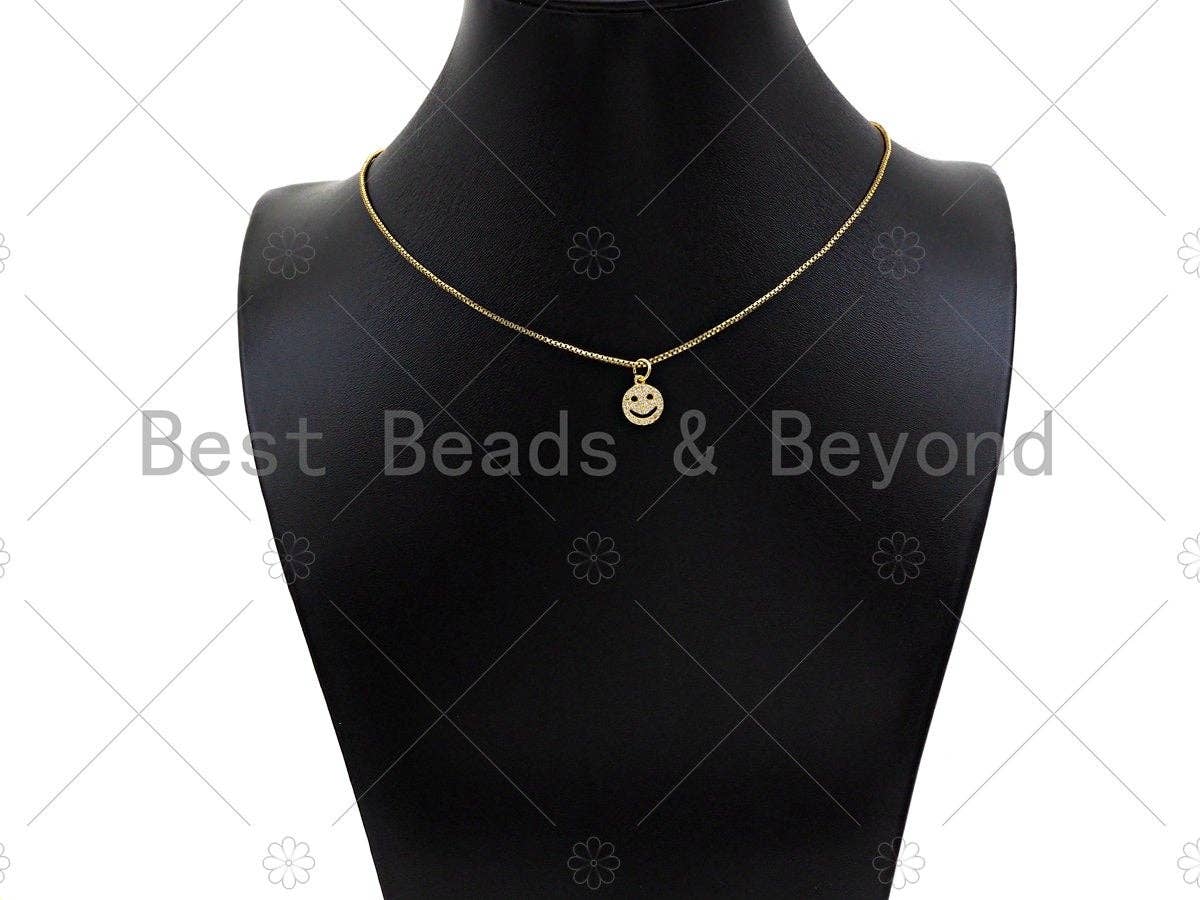 CZ Micro Pave Smiley Face Shape Pendant/Charm,Cubic Zirconia Charm, Necklace Bracelet Earring Charm Pendant,9x11mm, Sku#LK218