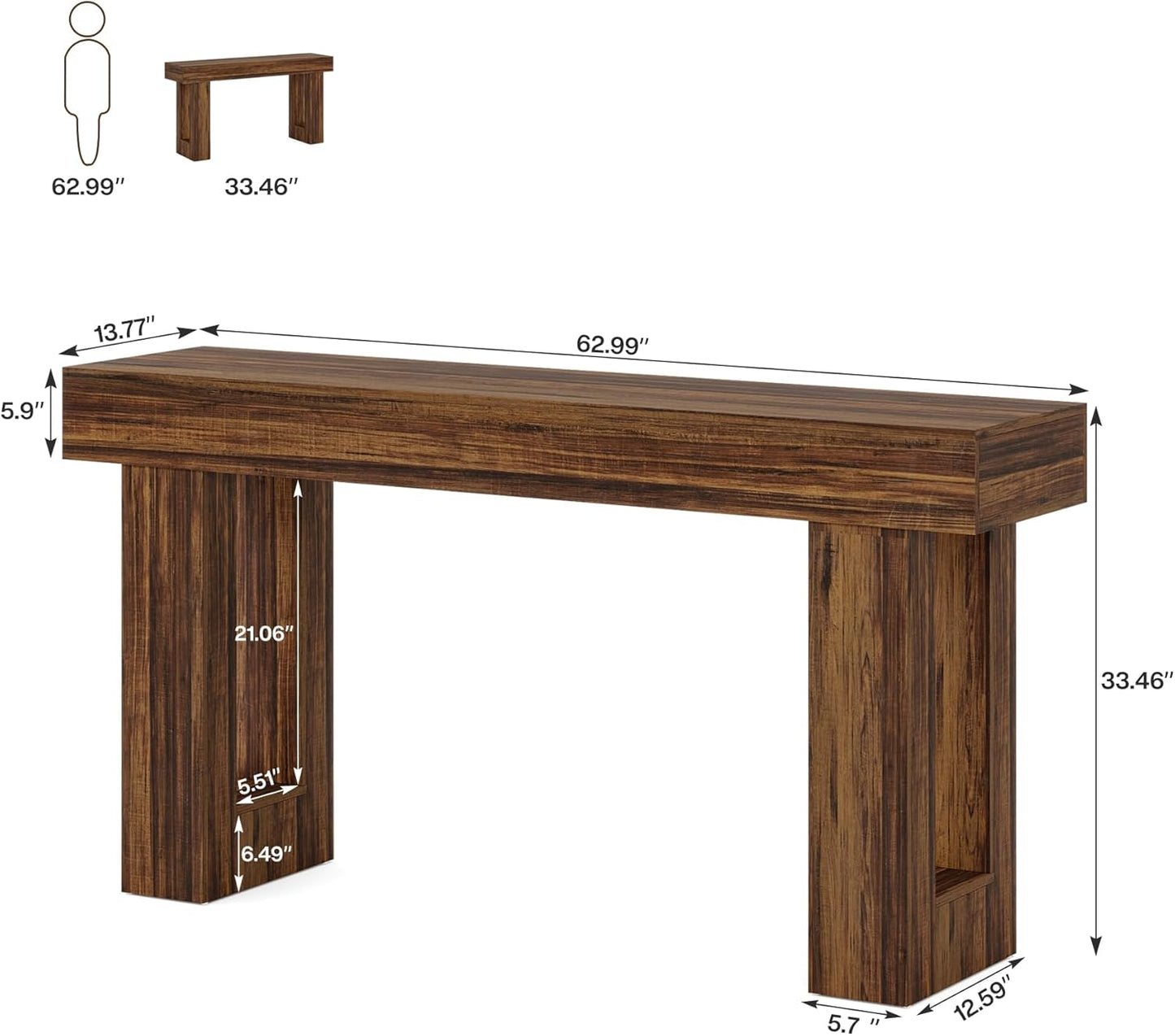 63" Long Farmhouse Console Table