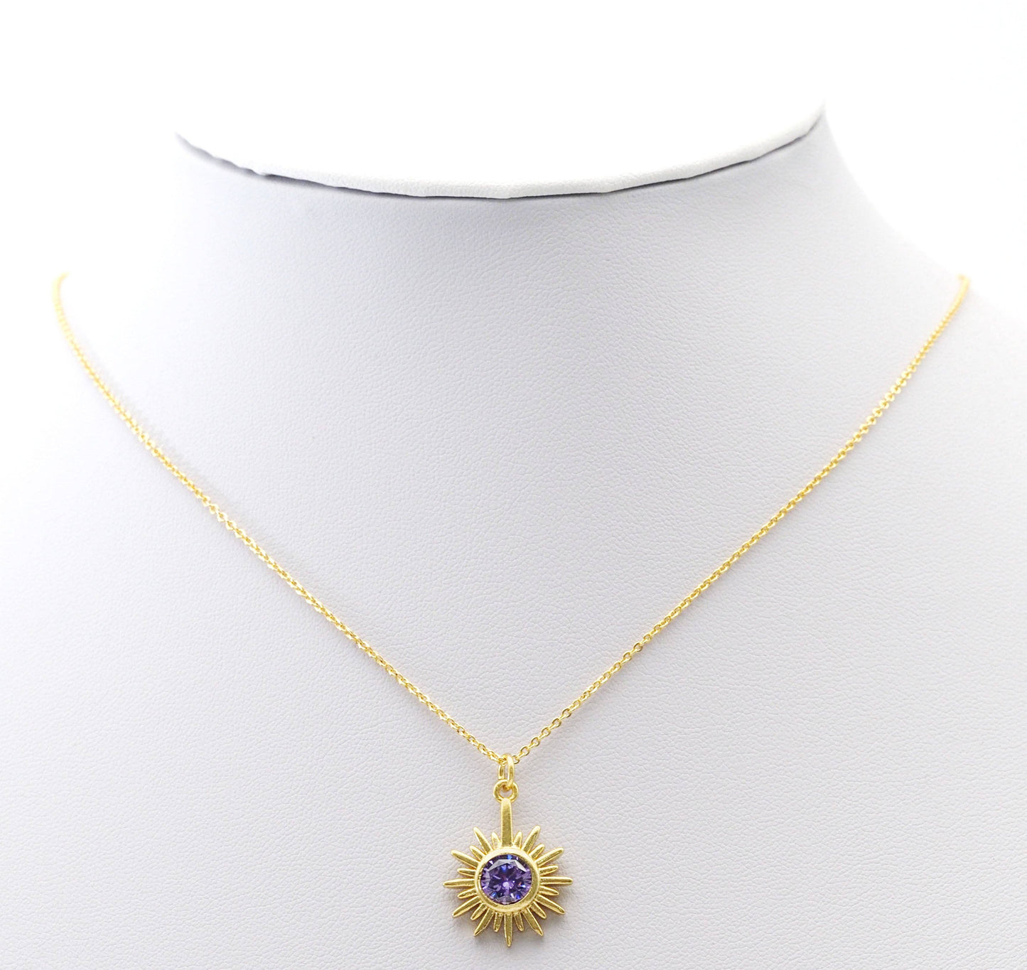 Purple CZ Gold North Star Sunflower Charm, Sku#LK763