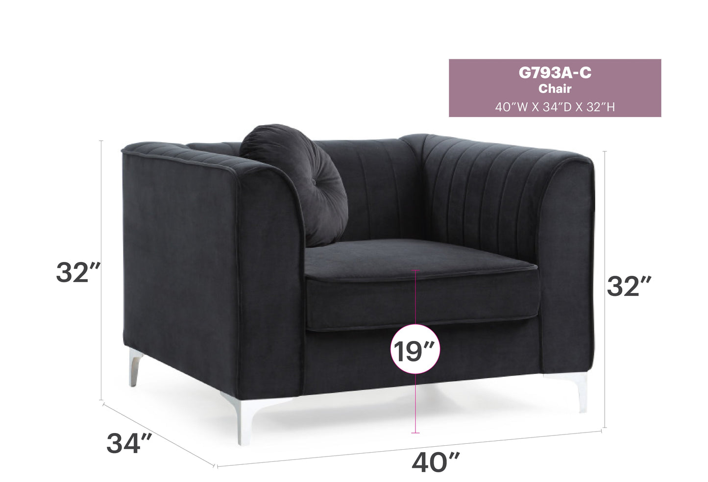 Sleek Modern Sloped Armchair
