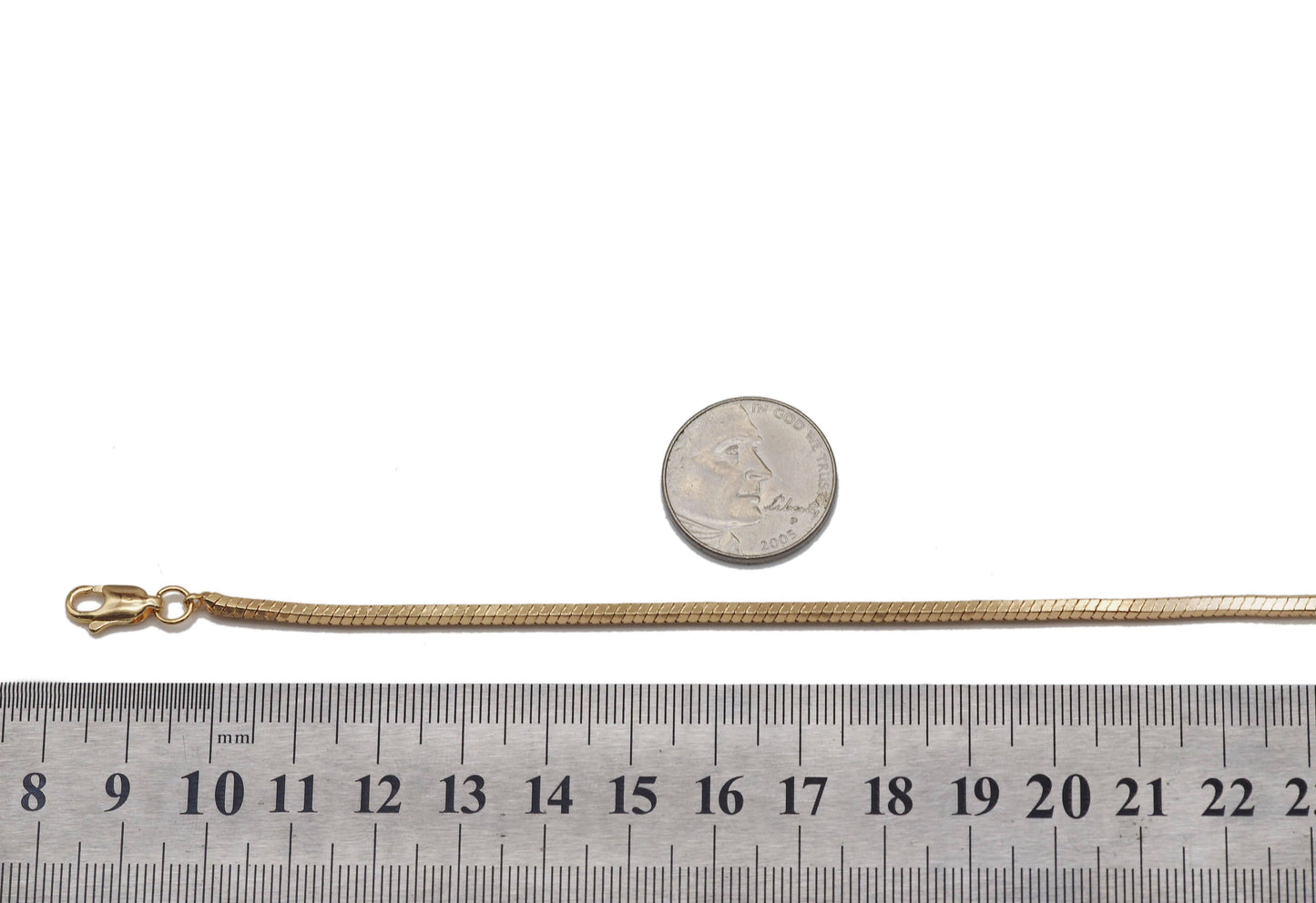 Gold 3mm Snake Chain Necklace with Lobster Clasp, Sku#ZX64