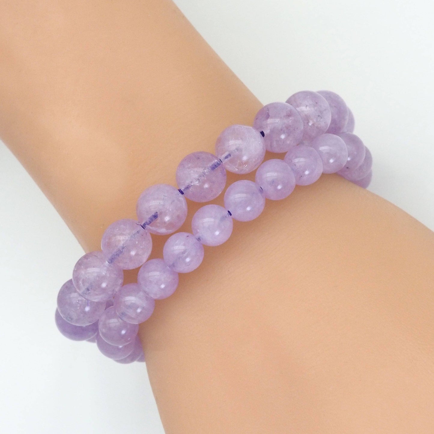 Genuine Lavender Jade Round Stretchy Bracelet, Sku#EF414