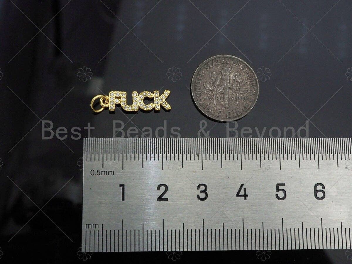 CZ Micro Pave Fuck Word Pendant/Charm,Cubic Zirconia Charm, LK191