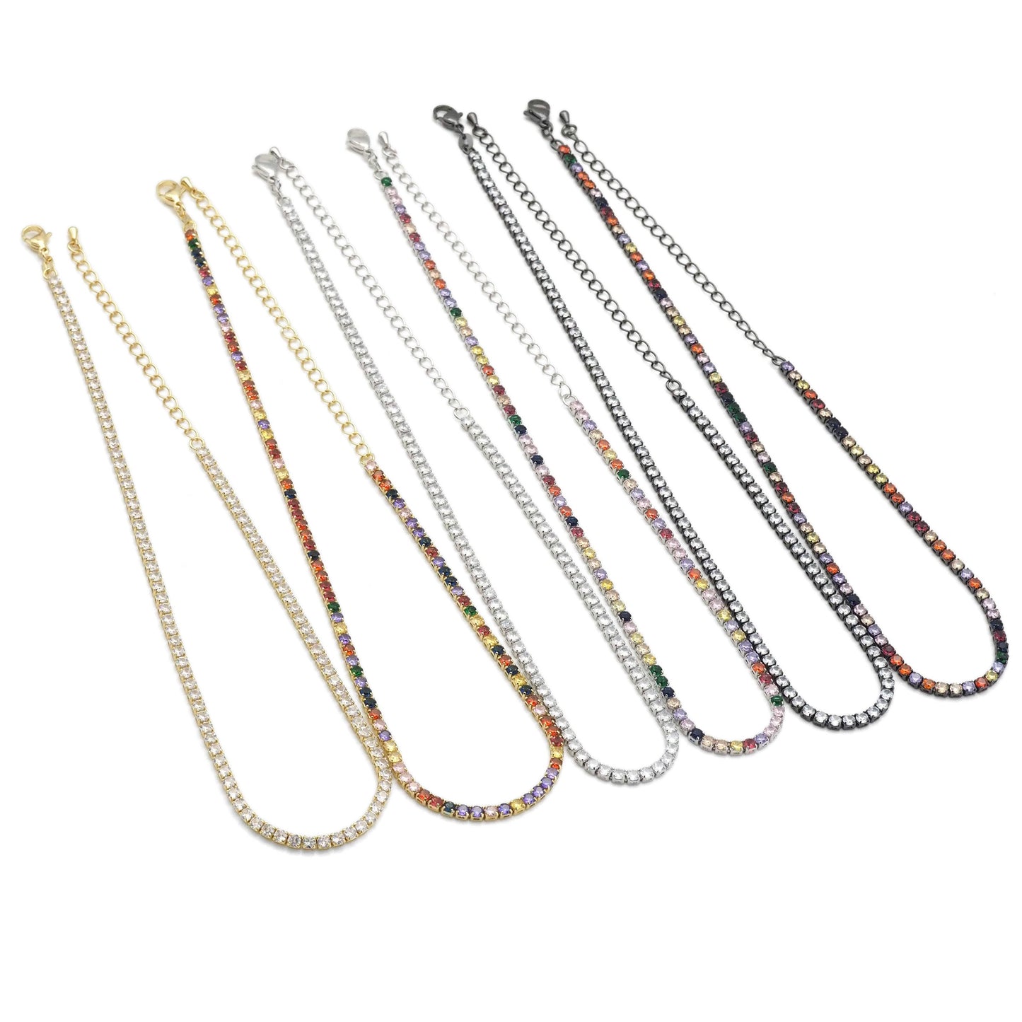 Rainbow/Clear Tennis chain, LD54