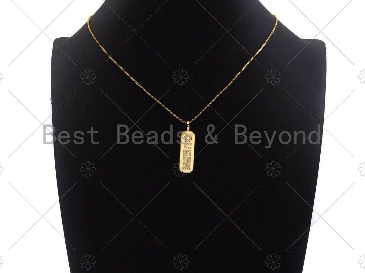 CZ Micro Pave QUEEN Bar Pendant, Cubic Zirconia Strip Pendant, Queen Charm, Micro pave Bar pendant, 10x35mm, sku#LK134