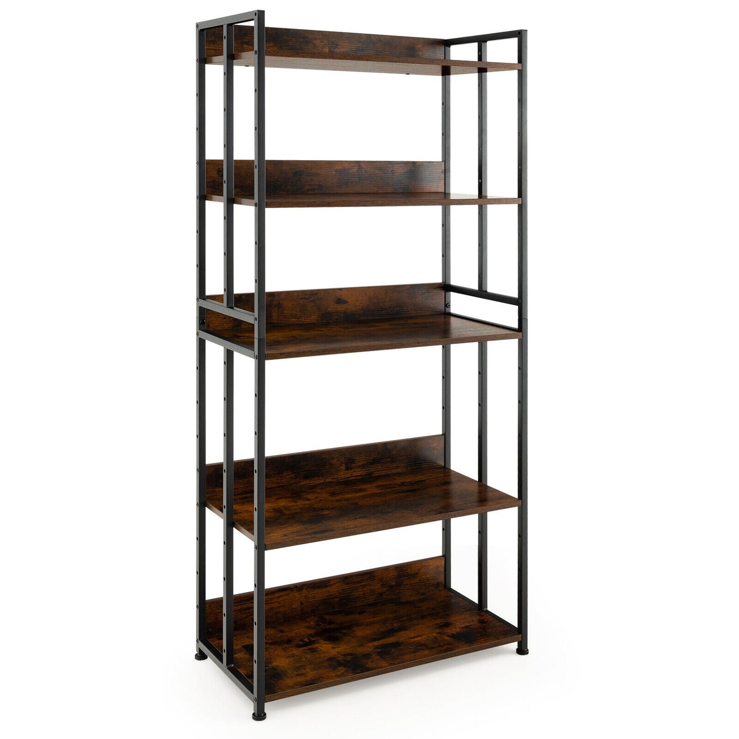 3/5-Tier Industrial Bookshelf Storage Shelf Display Rack with Adjustable Shelves