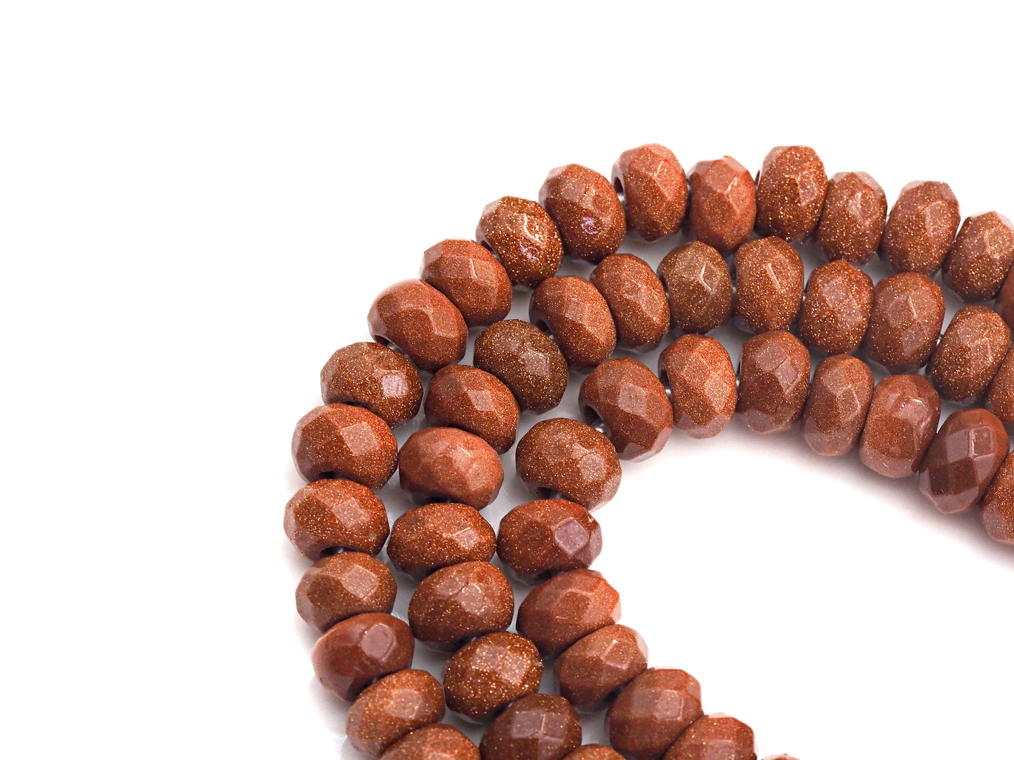 2mm Large Hole Natural Goldstone Beads, Rondelle Faceted 5x8mm, 8" Long Strands, sku#U729