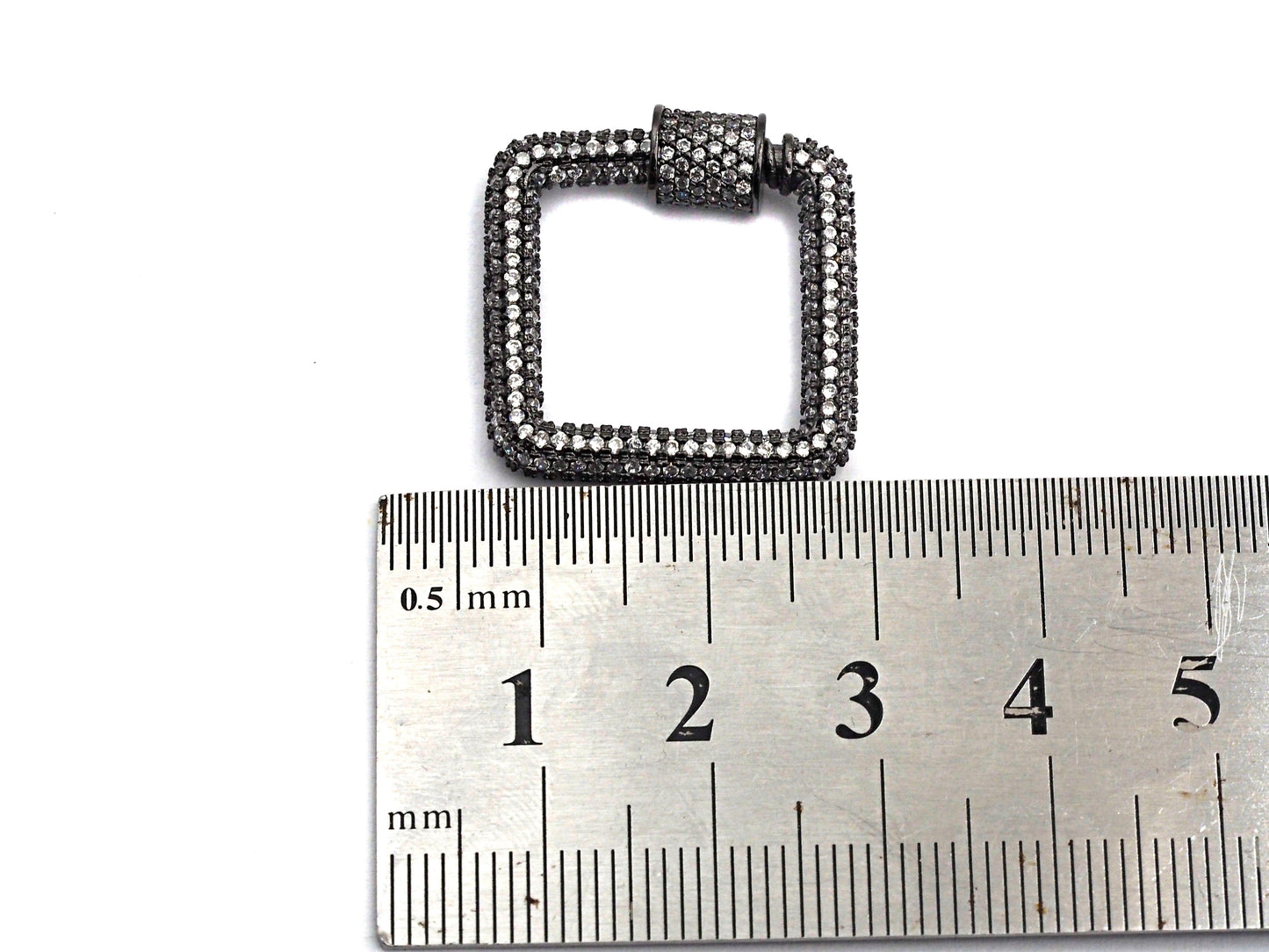 CZ Micro Pave Square Shape Clasp, Gold/Rose gold/Gunmetal/Silver Plated Carabiner Clasp, 23x23mm, sku#H158