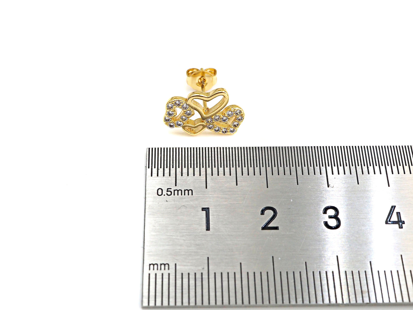 CZ Multi Hearts Stud Earrings, Sku#J227