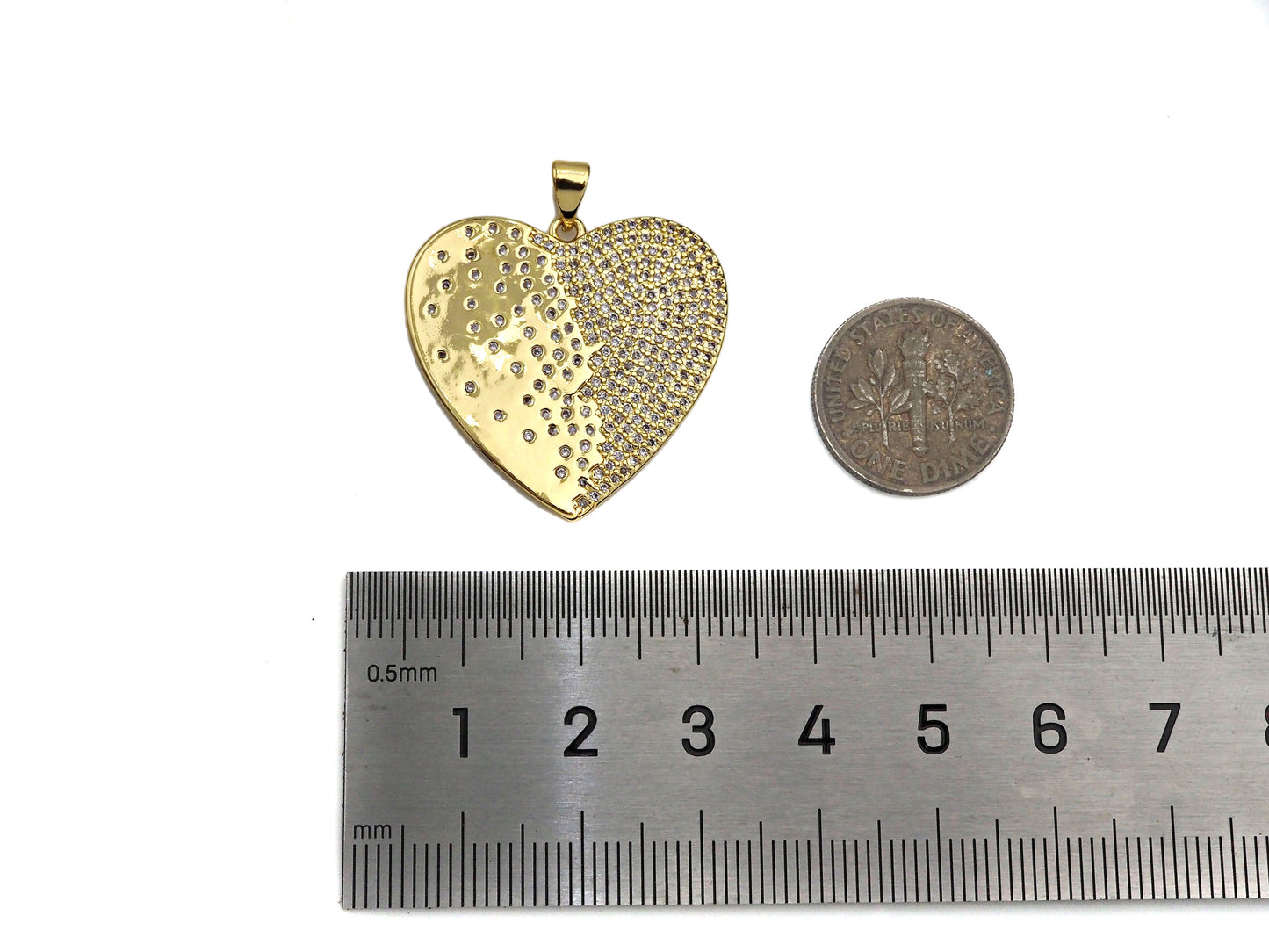 CZ Micro Pave Heart Shape Pendant/Charm,Cubic Zirconia Medallion Charm, Necklace Bracelet Heart Charm Pendant,28x27mm, Sku#LK195