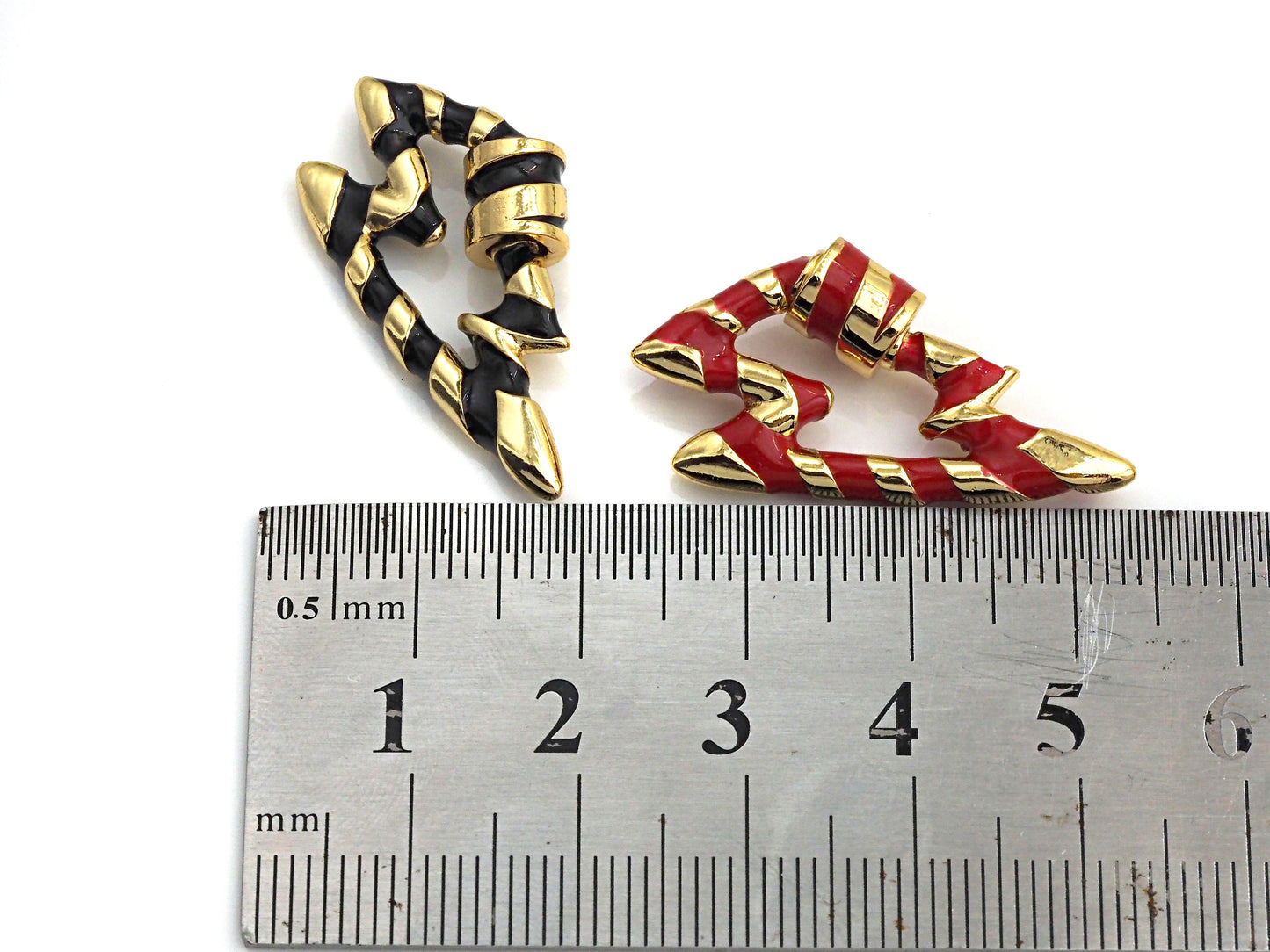 Colorful Enamel Pave Lightning Shape Clasp, Gold Plated Screw Clasp, Carabiner Clasp, 18x32mm, sku#K80