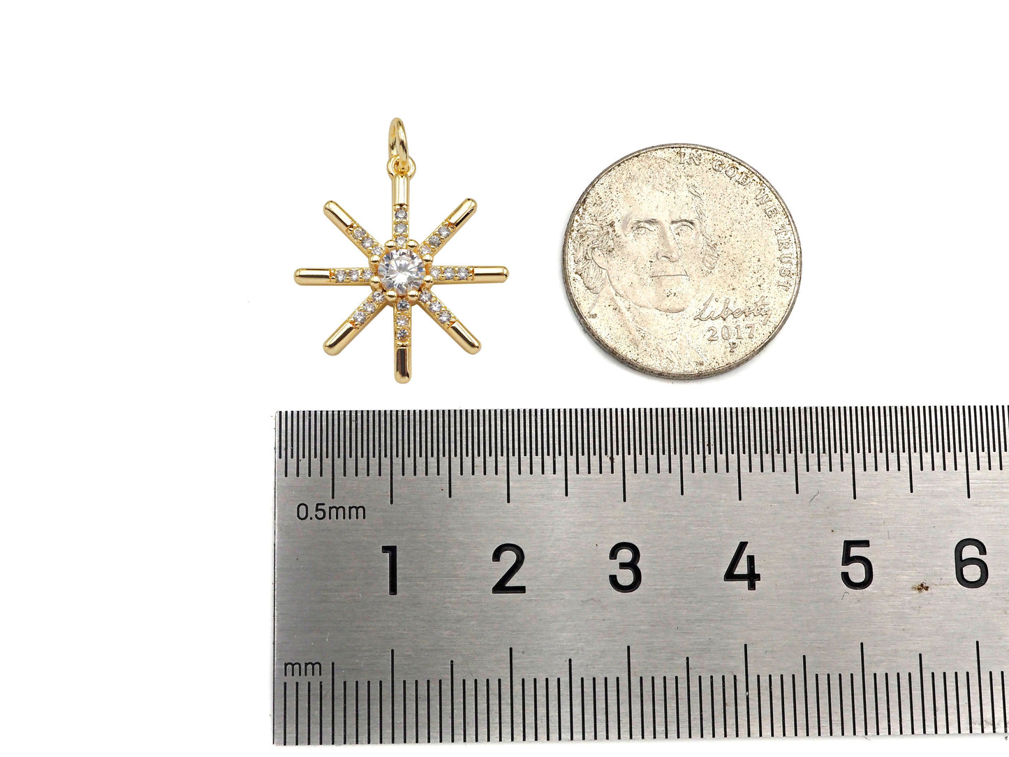 CZ Micro Pave North Star Shape Pendant/Charm, 14K Gold Filled Star Charm, Necklace Bracelet Charm Pendant,18x21mm,Sku#LX01