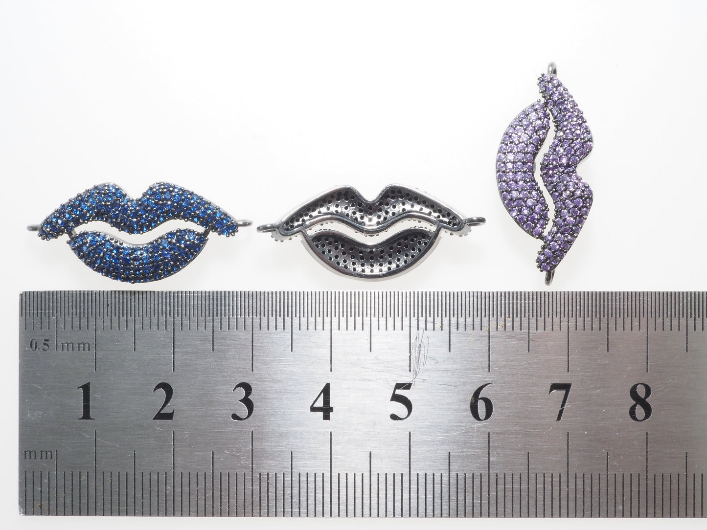 CZ Micro Pave Cobalt/Fuchsia/Violet Amethyst/Turquoise/Black Lip Connector, CZ Pave Connector Gumental, 13x30mm sku#BY032/E191