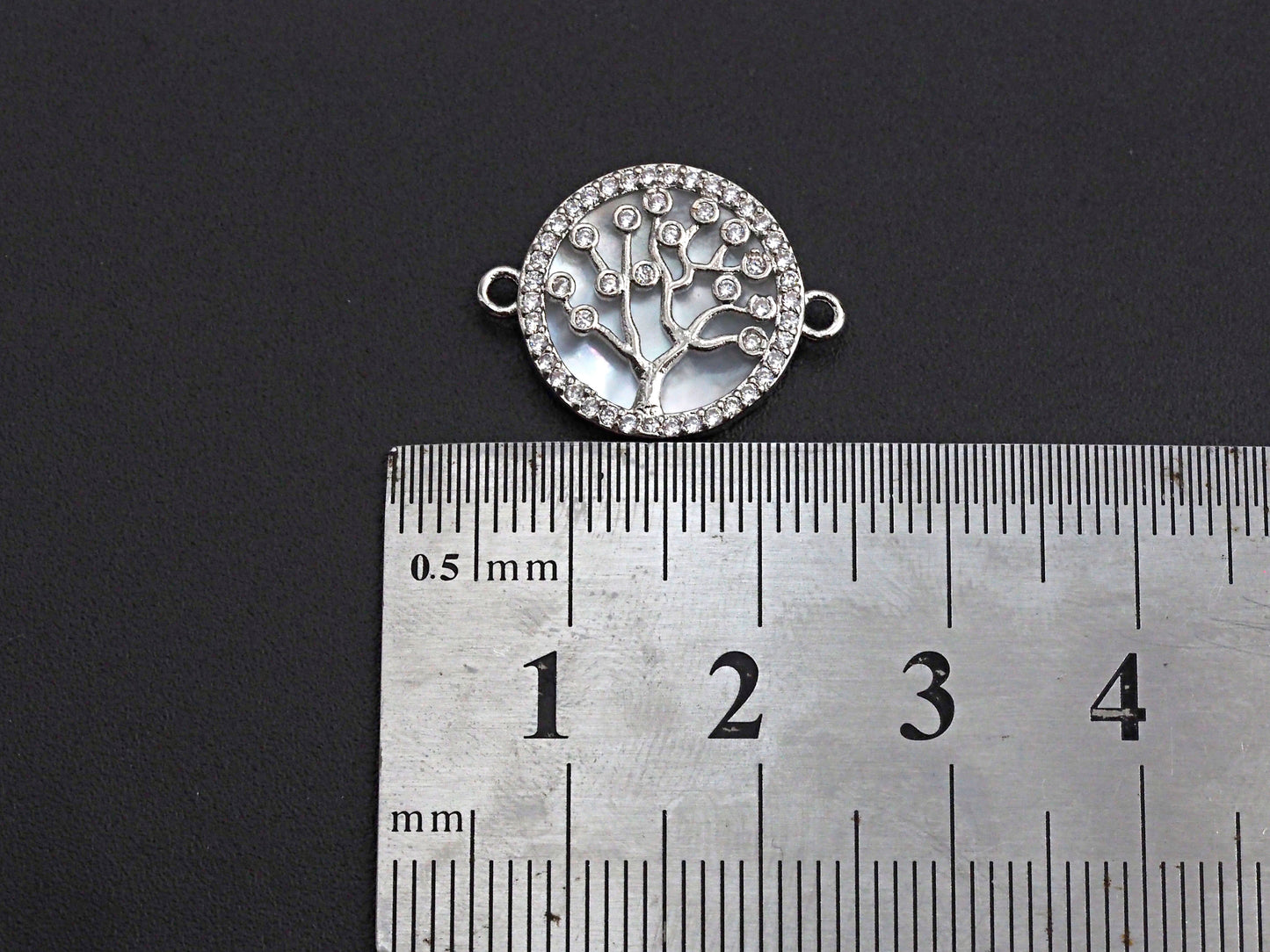CZ Micro Pave Lucky Tree on Mother-of-pearl Connector, Z689