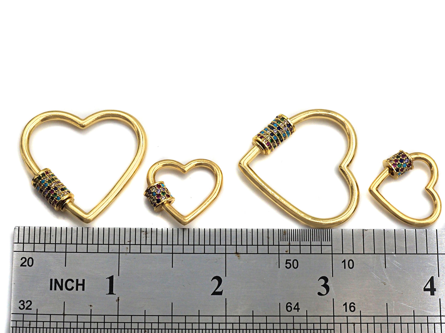 Colorful CZ Micro Pave Heart Shape Clasp, sku#K82