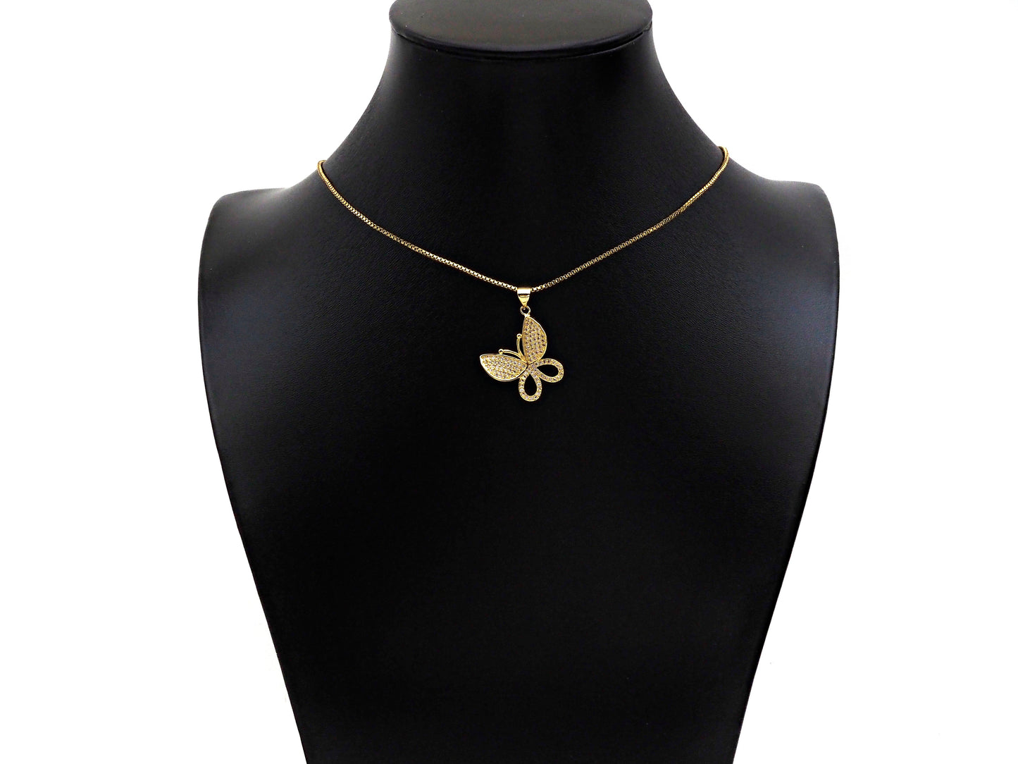 CZ Micro Pave Butterfly Shape Pendant/Charm,Cubic Zirconia Charm, Necklace Bracelet Butterfly Charm Pendant,19x21mm, Sku#LK197