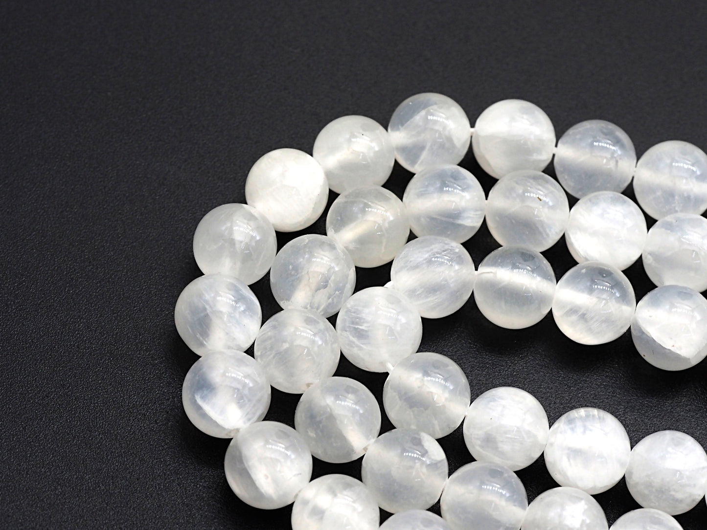 Natural Gypsum Selenite Beads, Round Smooth 6mm/8mm/10mm,SKU#U610
