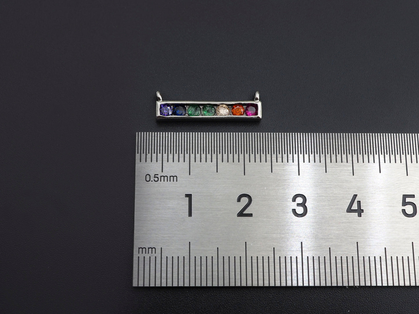 Colorful CZ Micro Pave Rainbow Necklace Bar Pendant, Cubic Zirconia Necklace Connector Link, 6x20mm,sku#Z1021