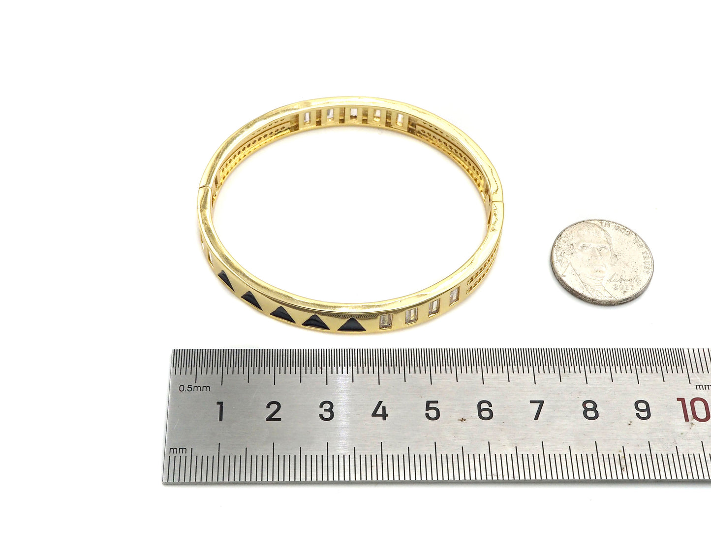 Colorful Enamel Triangle Patten Bracelet, Sku#X206