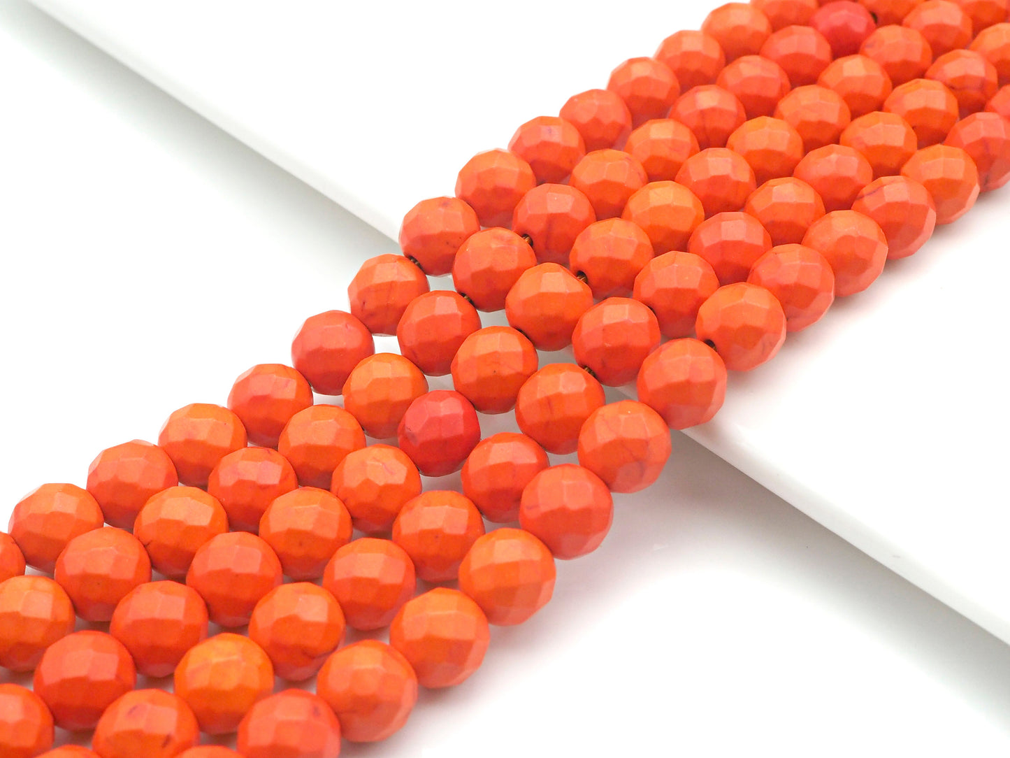Faceted Dyed Orange Turquoise Beads, 6mm/8mm/10mm/12mm Faceted Turquoise Dyed Howlite Beads, 15.5" Full Strand, sku#UA177