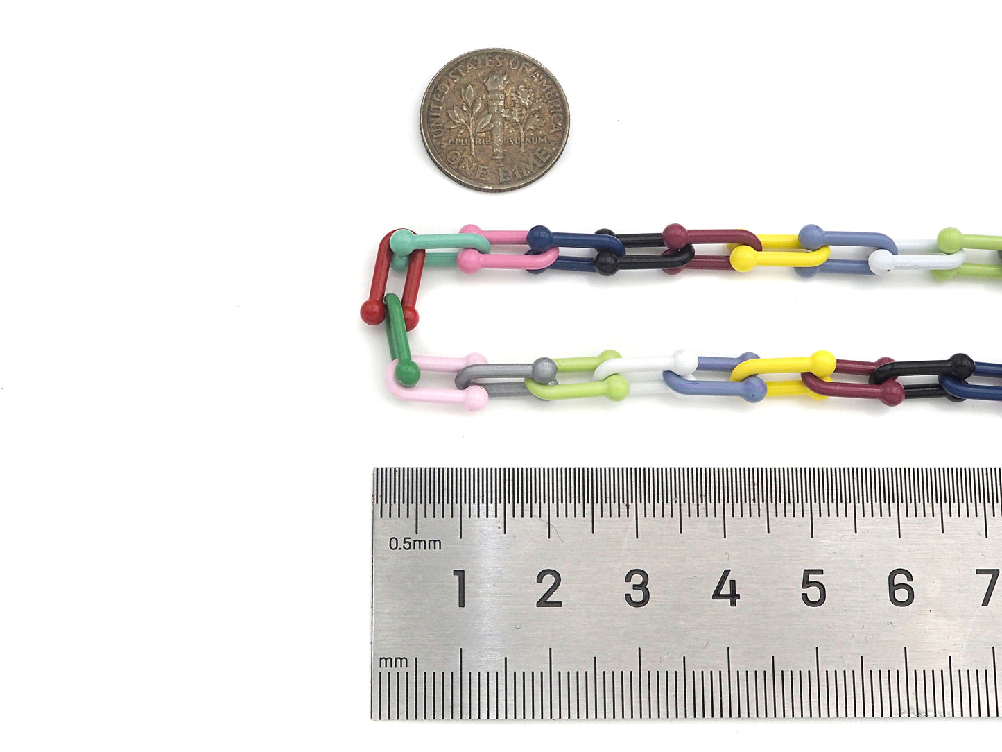 Rainbow Enamel U Chain Necklace Bracelet, Colorful Chain Link Necklace, Retro Colorful Chain Necklace Bracelet, sku#M399