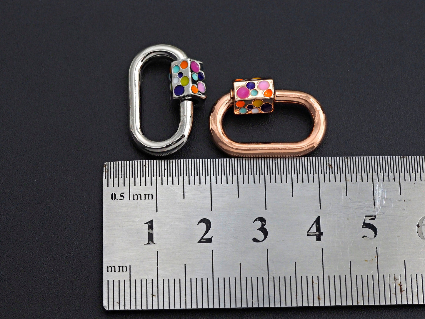 NEW Colorful Enamel Oval Shape Clasp, CZ Pave Clasp, Gold/Silver/Rose Gold/Gunmetal Carabiner Clasp, 15x22mm, sku#H230