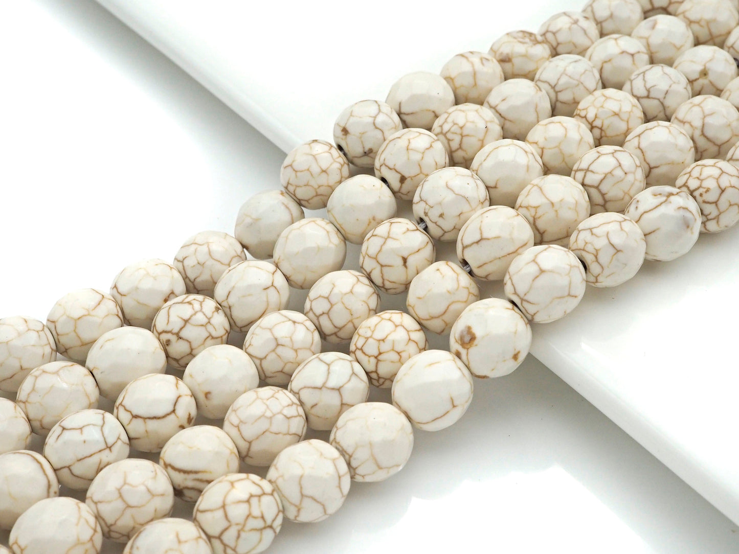 Faceted White Turquoise Beads, 6mm/8mm/10mm/12mm Faceted Turquoise Dyed Howlite Beads, 15.5" Full Strand, sku#UA181